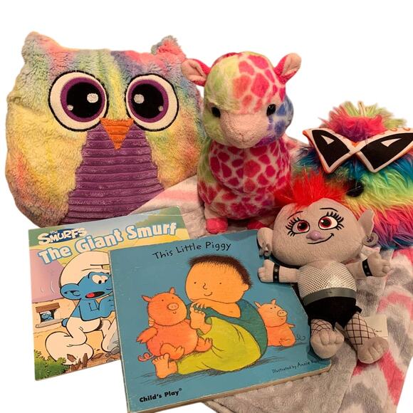 Queen Barb Troll Rainbow Llama Stuffed Owl Fuzzy Childs Book Plush Toy Lot - Picture 1 of 3